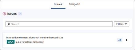SiteImprove Checker issued tab list