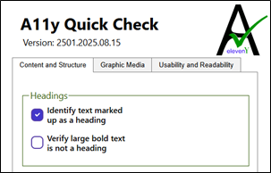 A11y Quick Check content and structure tab