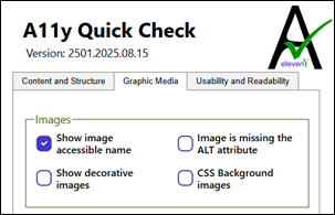 A11y Quick Check graphic media tab